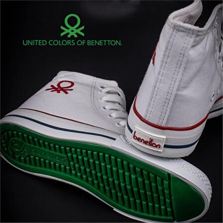 Benetton Beyaz Uzun Keten Erkek Sneaker