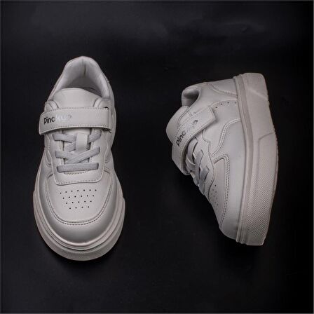 Pinokyo Beyaz Natural Memory Foam Hafif Çocuk Mevsimlik Sneaker