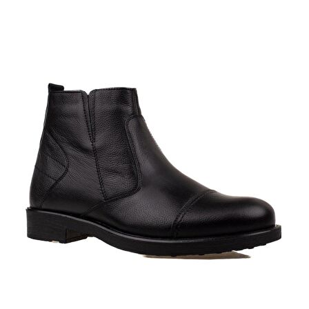 M2S Siyah Hakiki Deri Erkek Yünlü Bot