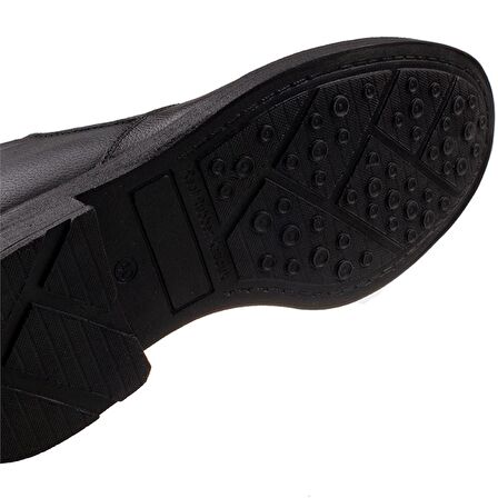 M2S Siyah Hakiki Deri Erkek Yünlü Bot