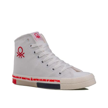 Benetton Beyaz Unisex Uzun Suni Deri Mevsimlik Spor