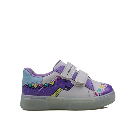 Trend Adımlar Lila Cute Monster Işıklı Çocuk Sneaker