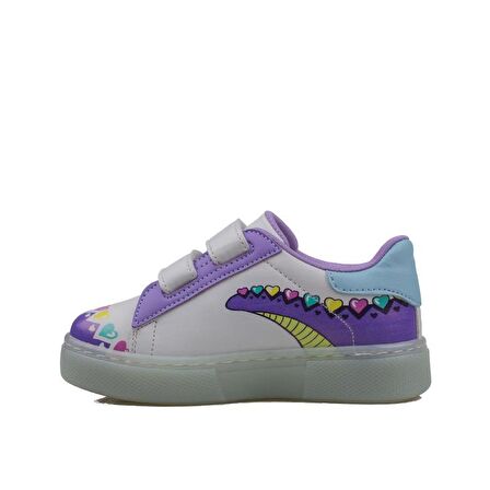 Trend Adımlar Lila Cute Monster Işıklı Çocuk Sneaker