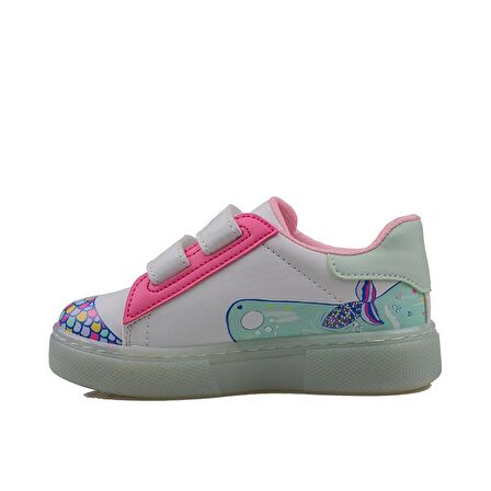 Trend Adımlar Pembe Cute Monster Işıklı Çocuk Sneaker