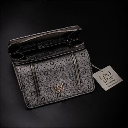 Levidor Platin Fermuar Detaylı Monogram Kadın Cüzdan