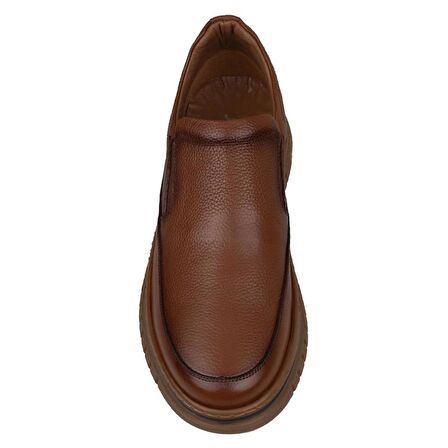 Slayka Taba Stone Hakiki Deri Erkek Bağcıksız Casual Ayakkabı