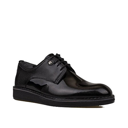 M2S Siyah Rugan Lazer İşlemeli Erkek Klasik Eva Ayakkabı