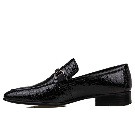 Fosco Siyah Rugan Özel Üretim Bağcıksız Erkek Klasik Ayakkabı