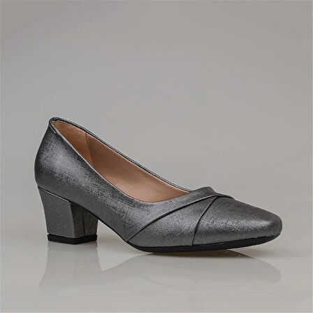 Trend Adımlar Gümüş Kesik Burun Özel Üretim Kadın Klasik Ayakkabı