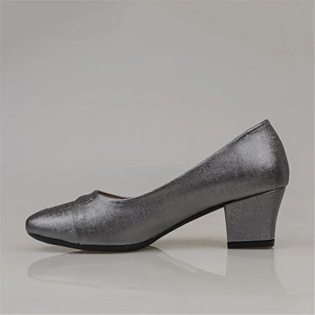 Trend Adımlar Gümüş Kesik Burun Özel Üretim Kadın Klasik Ayakkabı