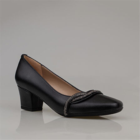 Trend Adımlar Siyah Yandan Taş İşlemeli Özel Üretim Klasik Ayakkabı