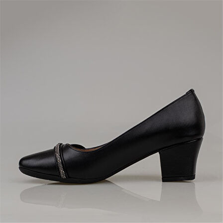 Trend Adımlar Siyah Yandan Taş İşlemeli Özel Üretim Klasik Ayakkabı