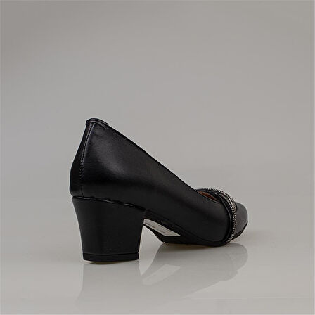 Trend Adımlar Siyah Yandan Taş İşlemeli Özel Üretim Klasik Ayakkabı