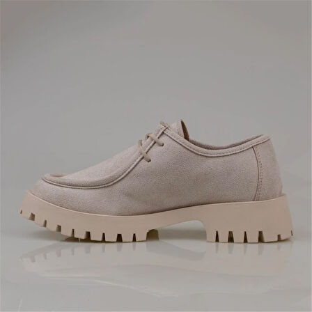 Trend Adımlar Bej Elegans Suede Kadın Oxford Ayakkabı