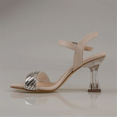 Trend Adımlar Bej Stride Kadın Tek Bant Topuklu Klasik Ayakkabı