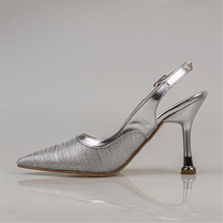 Trend Adımlar Gümüş Şeffaf Parlak Sim Kaplama Kadın Klasik Ayakkabı