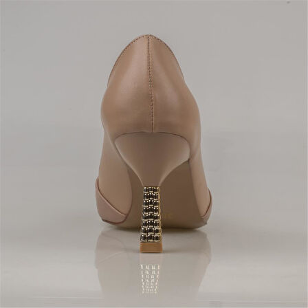 Trend Adımlar Kahverengi Chic Fol Kadın Büzgülü Sivri Burun Klasik Ayakkabı