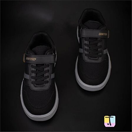 Trend Adımlar Siyah Comfort İçe Basma Destekli Unisex Çocuk Sneaker