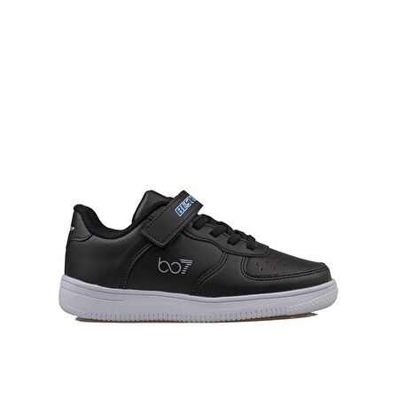 Trend Adımlar Siyah Suni Deri Mevsimlik Filet Unisex Çocuk Sneaker