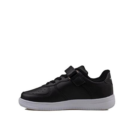 Trend Adımlar Siyah Suni Deri Mevsimlik Filet Unisex Çocuk Sneaker