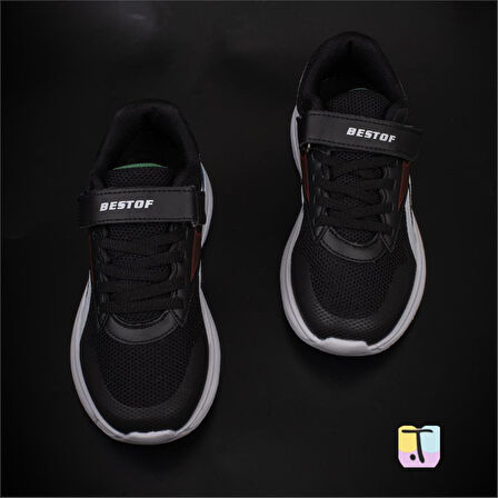 Trend Adımlar Siyah-Beyaz Comfortable İç Destekli Erkek Çocuk Sneaker