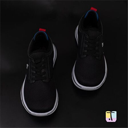 Trend Adımlar Siyah Hafif Faylon Memory Foam Lastikli Çocuk Sneaker