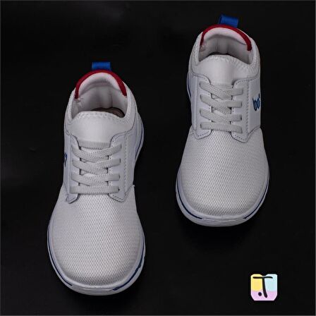 Trend Adımlar Beyaz Hafif Faylon Memory Foam Lastikli Çocuk Sneaker