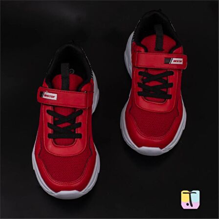 Trend Adımlar Kırmızı Kalın Hafif Comfortable Unisex Çocuk Sneaker