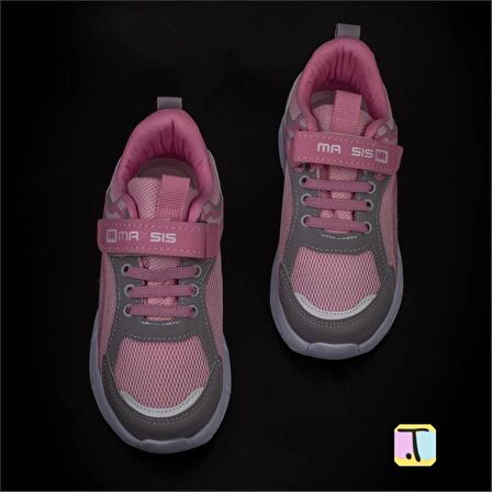 Trend Adımlar Pembe Cırt Cırtlı Unisex Çocuk Spor Ayakkabı