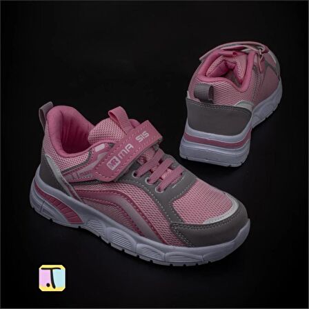 Trend Adımlar Pembe Cırt Cırtlı Unisex Çocuk Spor Ayakkabı