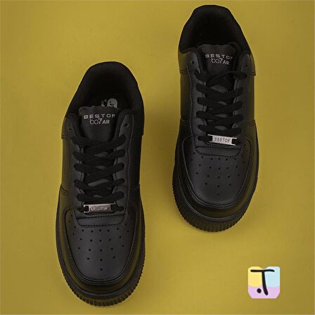 Trend Adımlar Siyah Force Memory Foam Tabanlı Mevsimlik Unisex Sneaker