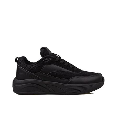 Trend Adımlar Siyah Unisex Kalın Taban Comfortable Sneaker