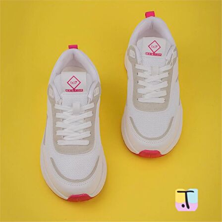 Trend Adımlar Beyaz Unisex Kalın Taban Comfortable Sneaker