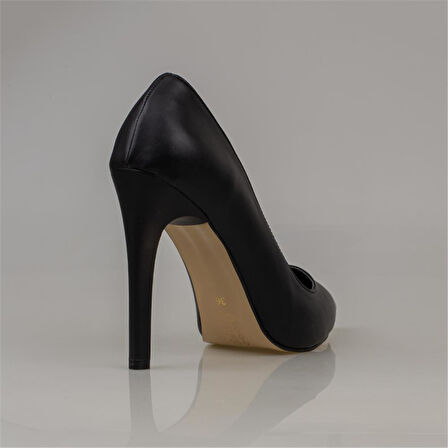 Trend Adımlar Siyah Kadın İnce Topuklu Sivri Burun Stiletto