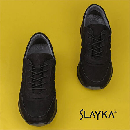 Slayka Siyah Brand Nubuk Deri Comfort Casual Erkek Ayakkabı