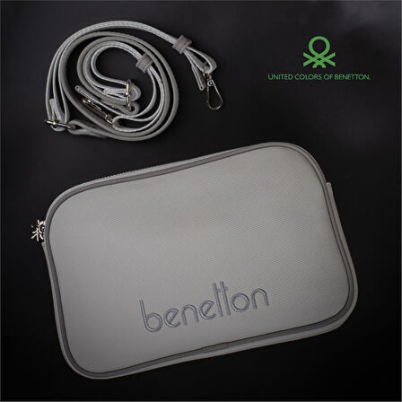 Benetton Beyaz Geniş Nano Kadın Çapraz Çanta BNT 1370