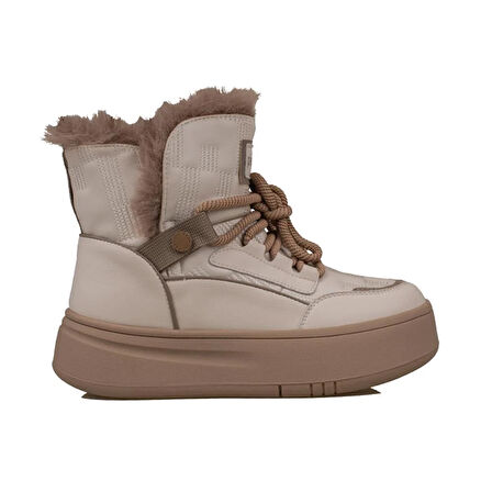 Pierre Cardin Krem Kadın Kauçuk İçi Yünlü Spor Bot