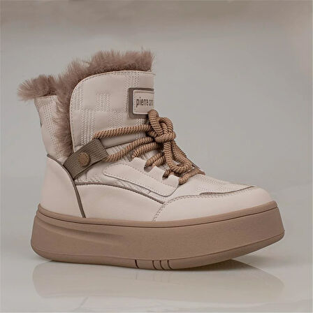 Pierre Cardin Krem Kadın Kauçuk İçi Yünlü Spor Bot