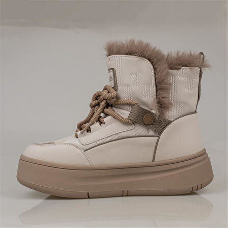 Pierre Cardin Krem Kadın Kauçuk İçi Yünlü Spor Bot