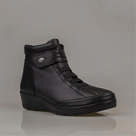 Muya Siyah Theon Kadın Hakiki Deri Lastikli Bot