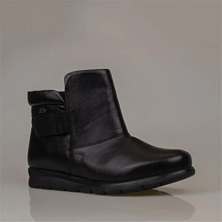 Muya Siyah Hakiki Deri 6 Noktalı Ortopedik Cırtlı Anne Botu