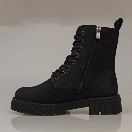 Muya Siyah Kadın Hakiki Nubuk Deri Casual Postal Bot