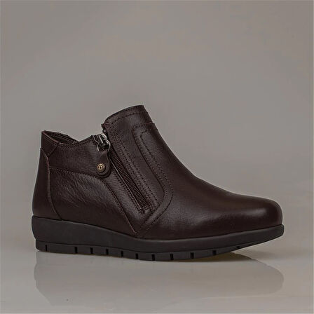 Muya Kahverengi Kadın Hakiki Deri Comfort Bot