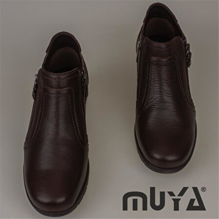 Muya Kahverengi Kadın Hakiki Deri Comfort Bot