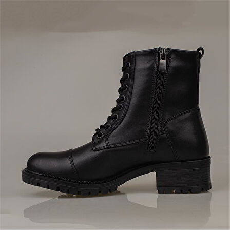 Muya Siyah Kadın Hakiki Deri Postal Bot