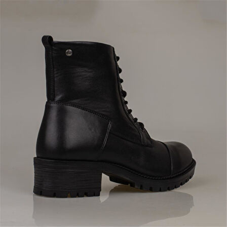 Muya Siyah Kadın Hakiki Deri Postal Bot