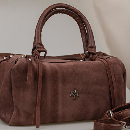 Jacquline Kahverengi Dandelion Nubuk Deri Kadın Casual El Çantası