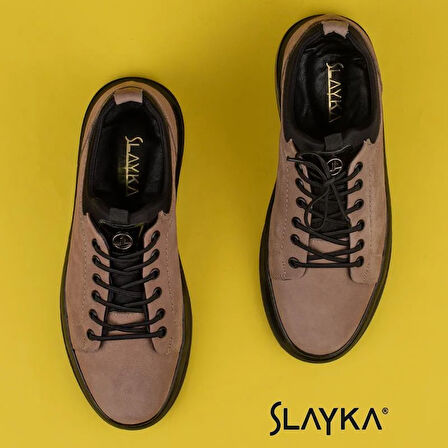 Slayka Bej Flex Hakiki Nubuk Deri Erkek Casual Ayakkabı