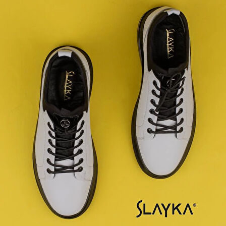 Slayka Beyaz Flex Hakiki Deri Erkek Casual Ayakkabı