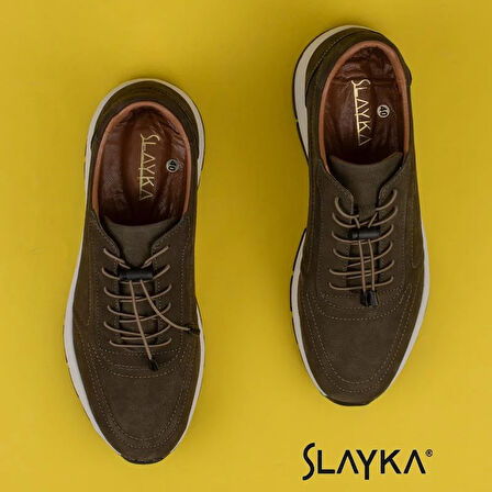 Slayka Haki AeroFlex Hakiki Deri Erkek Casual Ayakkabı